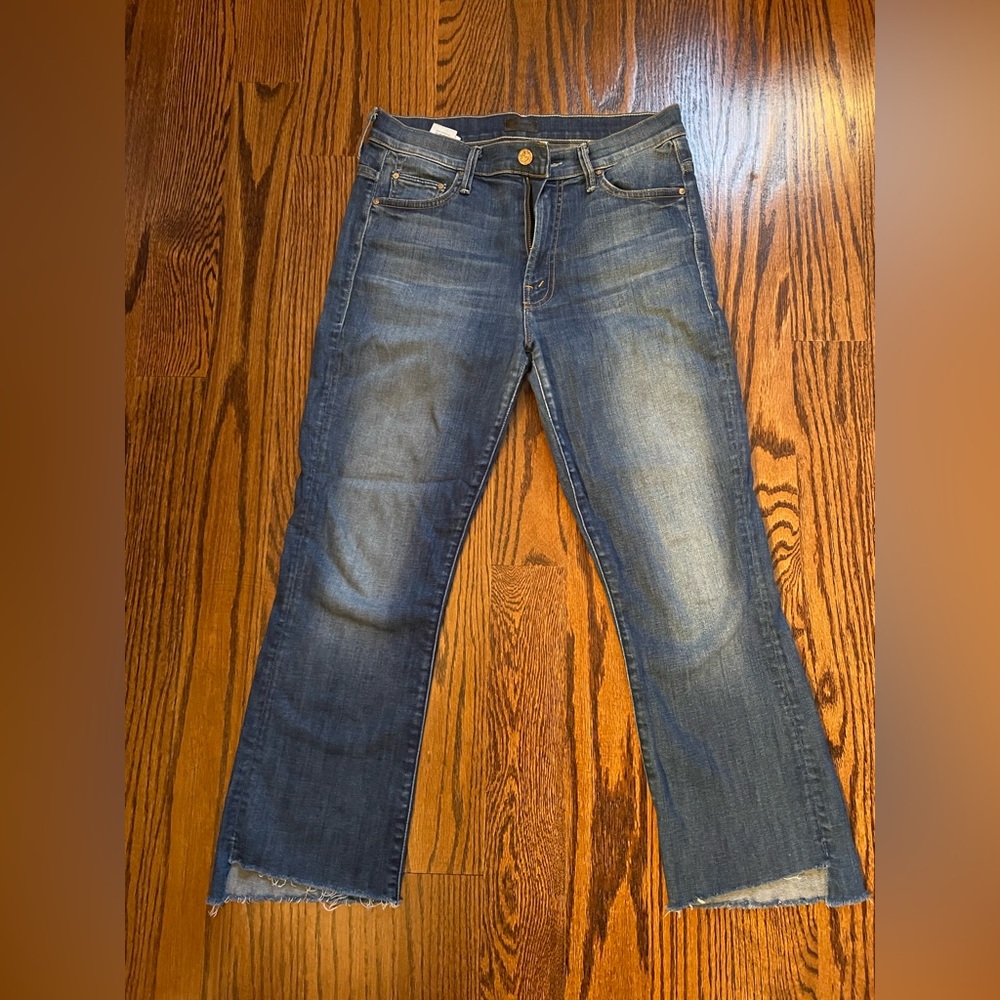 Mother Insider High Rise Crop Step Fray Jeans - -Size 27